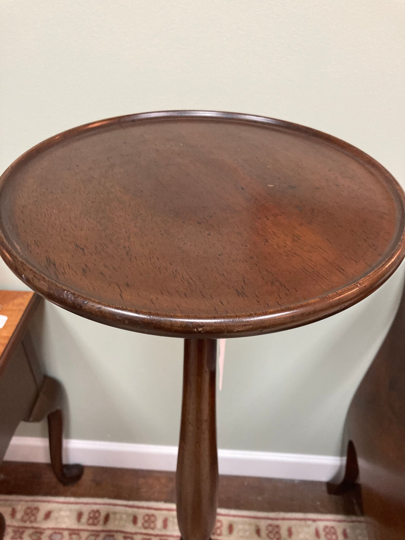 Tall Mahogany Dish Top Plant Stand with Three Angular Legs Tall Mahogany Dish Top Plant Stand with Three Angular Legs