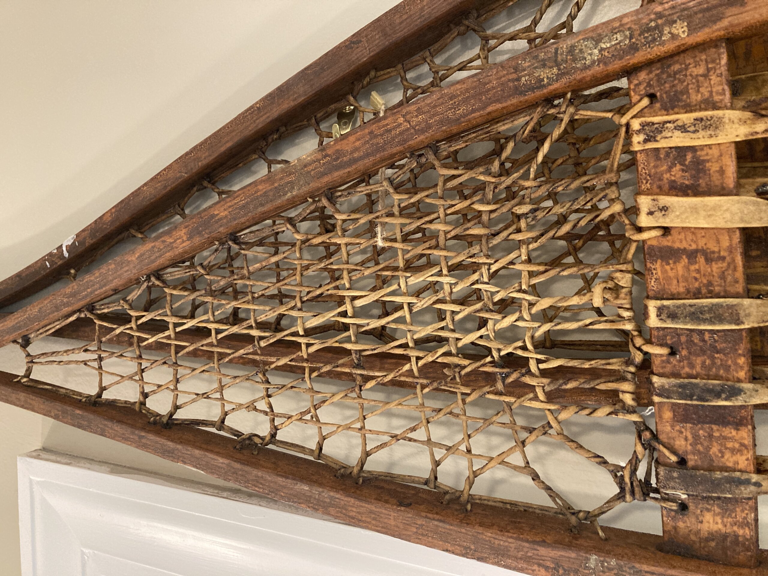 Pair of Antique Oak and Animal Skin Snowshoes Pair of Antique Oak and Animal Skin Snowshoes