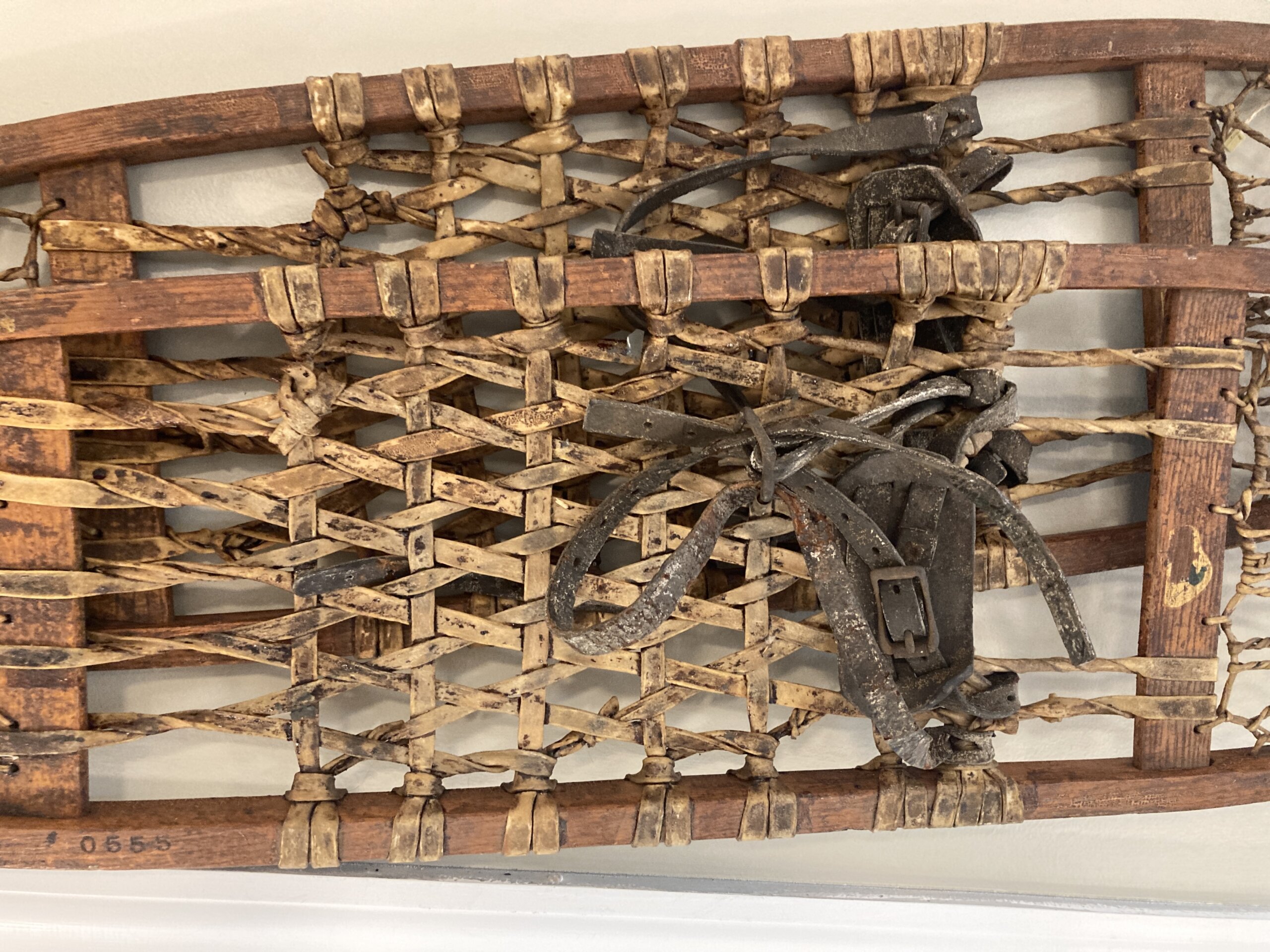 Pair of Antique Oak and Animal Skin Snowshoes Pair of Antique Oak and Animal Skin Snowshoes