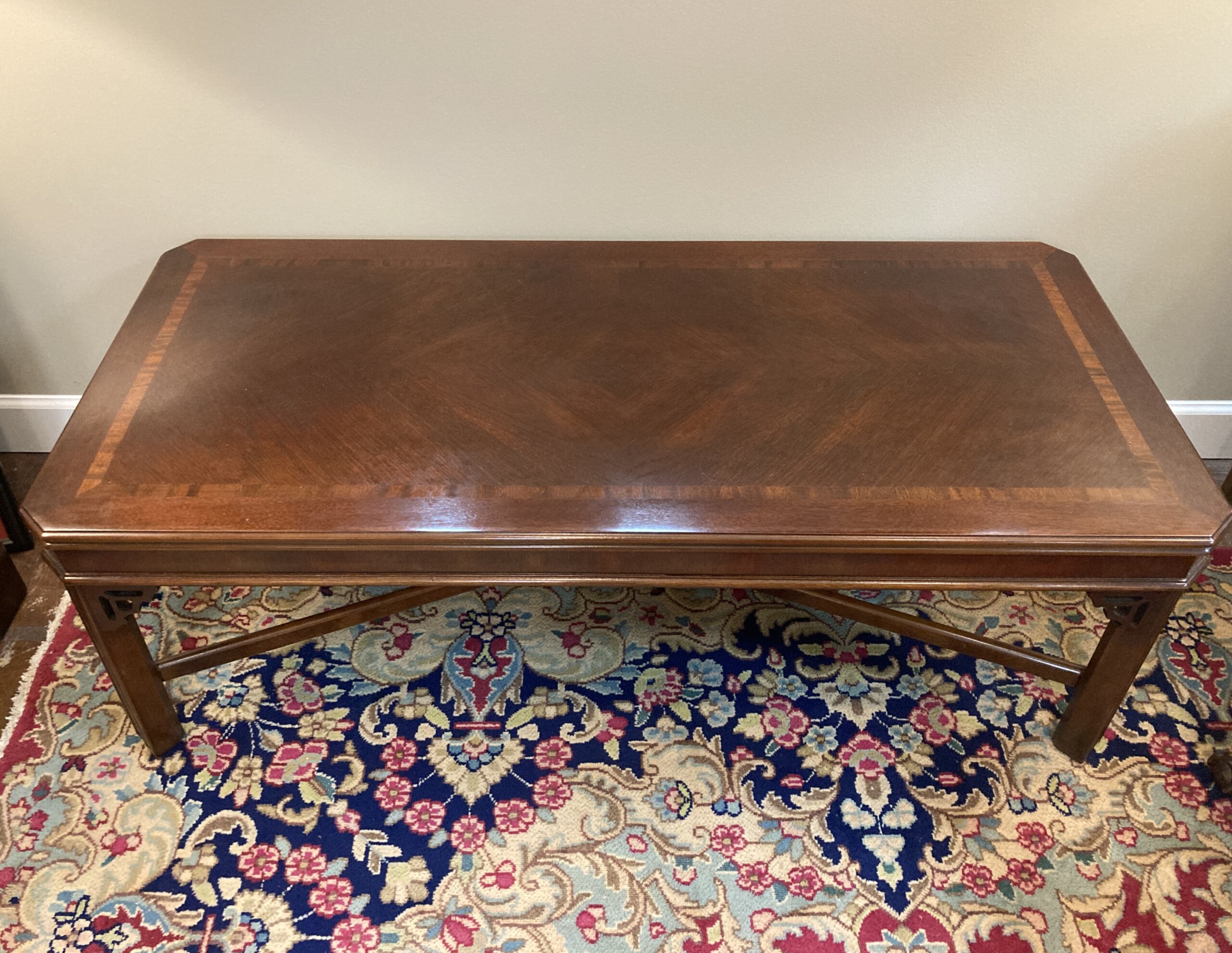 Lane Banded Top Chippendale Style Coffee Table Lane Banded Top Chippendale Style Coffee Table
