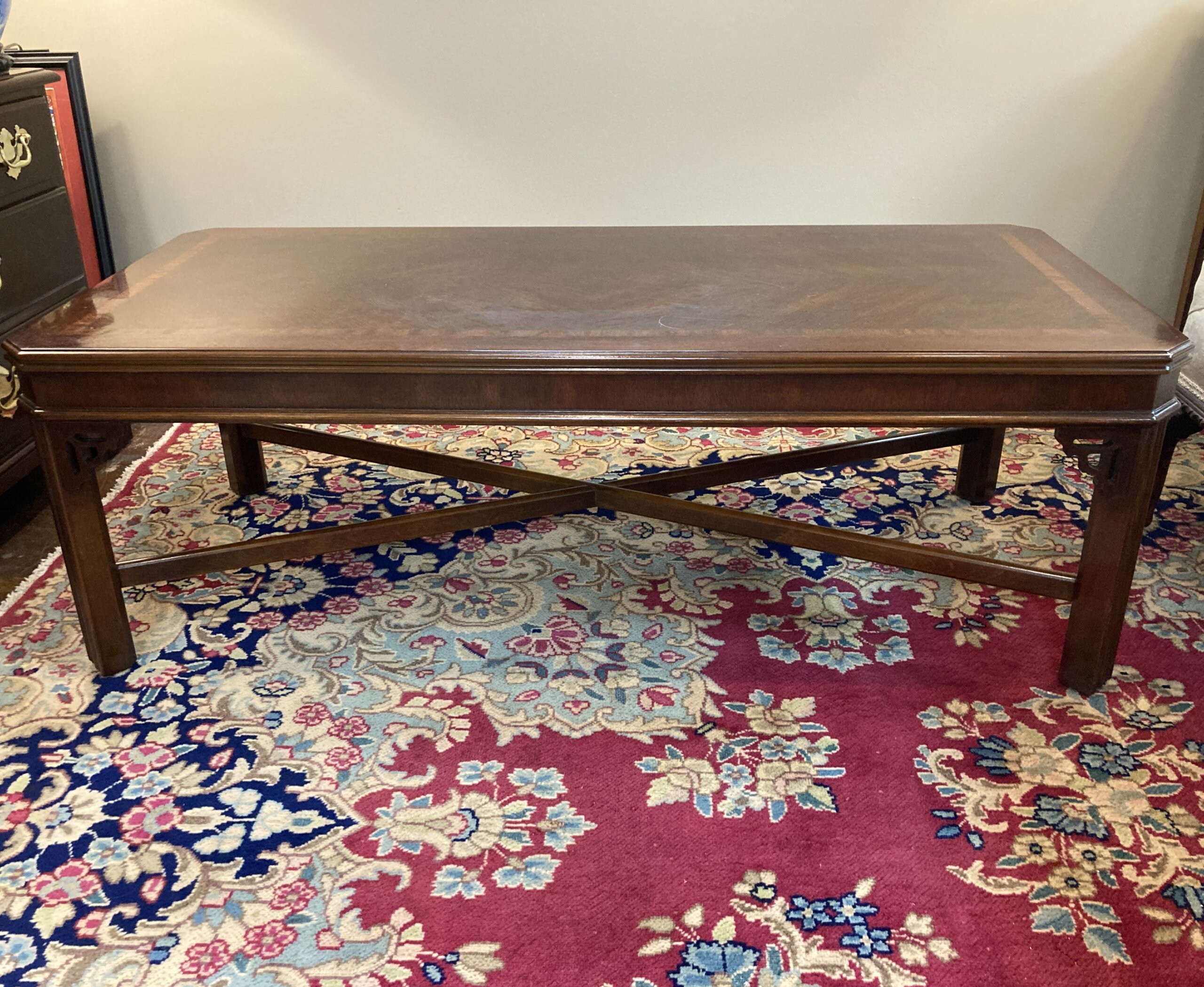 Lane Banded Top Chippendale Style Coffee Table Lane Banded Top Chippendale Style Coffee Table