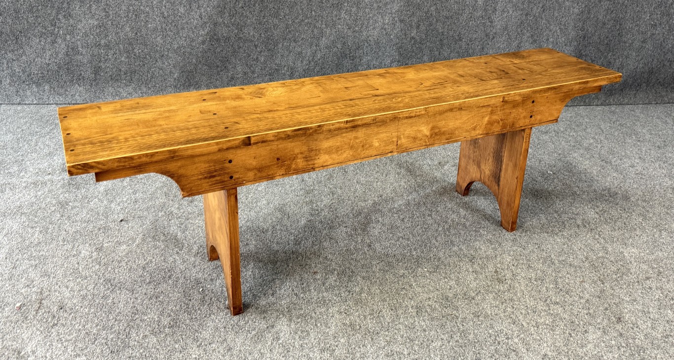 S257 (2)Vintage Pegged Maple Bench Vintage Pegged Maple Bench