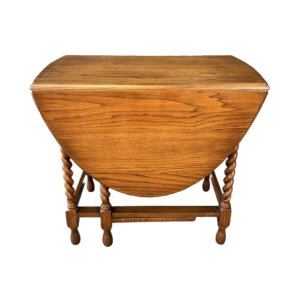 Early 1900's Solid Oak Turned Leg Drop Side Table