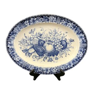 Blue & White Plate & Stand Showing Fruit Still Life