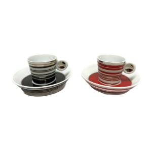 Pair of Bernardaud Espresso Cups in Red and Black