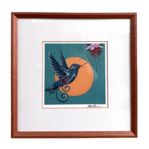 Pencil Signed Colorful Lithograph of Hummingbird by Paul Lewin