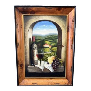 Original Oil on Canvas of Winery in Rustic Frame