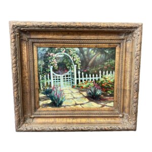 Original Oil on Canvas of Garden Gate Signed Jon Hacken