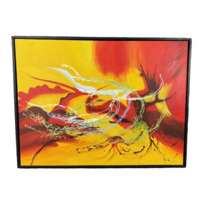 Large Modern Abstract Oil on Canvas in Red & Yellow