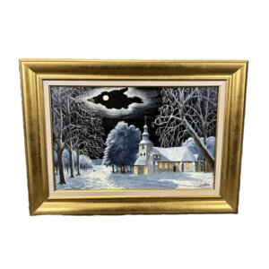 Original Oil on Canvas of Honfleur Notre Dame de Grâce