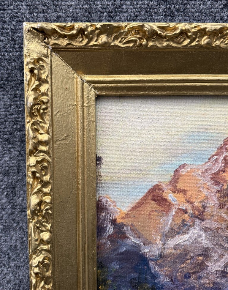 Original 1968 Mountain Landscape Oil on Board by Lillian LewisOriginal 1968 Mountain Landscape Oil on Board by Lillian Lewis Original 1968 Mountain Landscape Oil on Board by Lillian Lewis