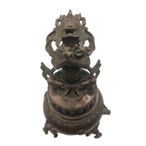 Bronzed Incense Burner/Urn with Deity Figure on Lid