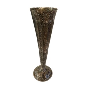 Tall Silverplate Over Copper Repousse Trumpet Vase by Barbour International Silver Company