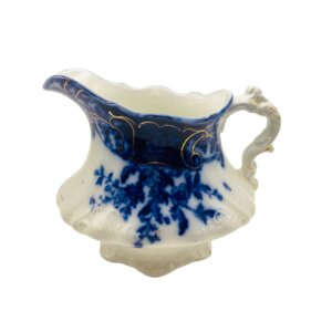 Antique English Flow Blue Cream Pitcher 'Manhattan' Pattern Henry Alcock and Co.