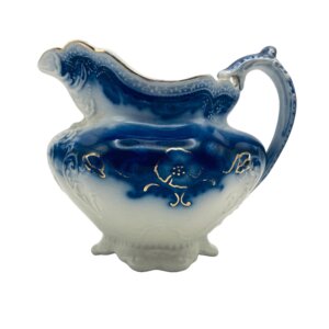 Antique English Flow Blue Cream Pitcher 'Oregon' Pattern by Johnson Brothers
