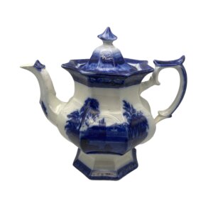 Antique Flow Blue Coffee Pot with Lid