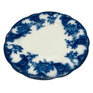 Antique English Flow Blue Dinner Plate 'Lois' New Wharf Pottery