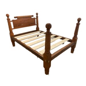 Antique Cannonball Three Quarter Bed with Rails and Slats