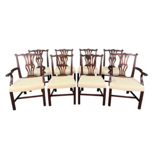 Set of 8 Solid Mahogany Chippendale Style Dining Chairs