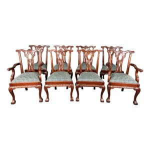 Set of 8 Carved Mahogany Chippendale-Style Dining Chairs