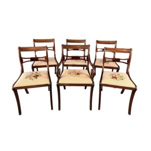 Set of 6 1960s Mahogany Dining Chairs with Needlepoint Seats