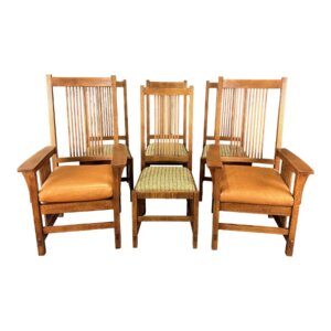 Set of 6 Stickley Solid Oak Mission Style Dining Chairs