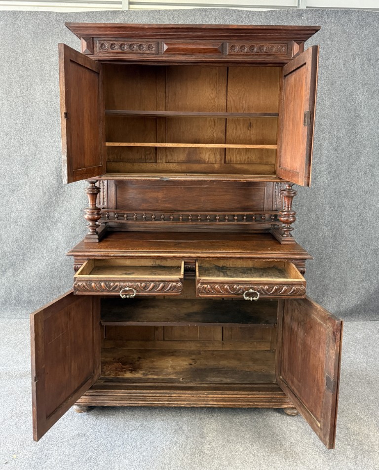19th Century Belgian Oak Court Cupboard 19th Century Belgian Oak Court Cupboard
