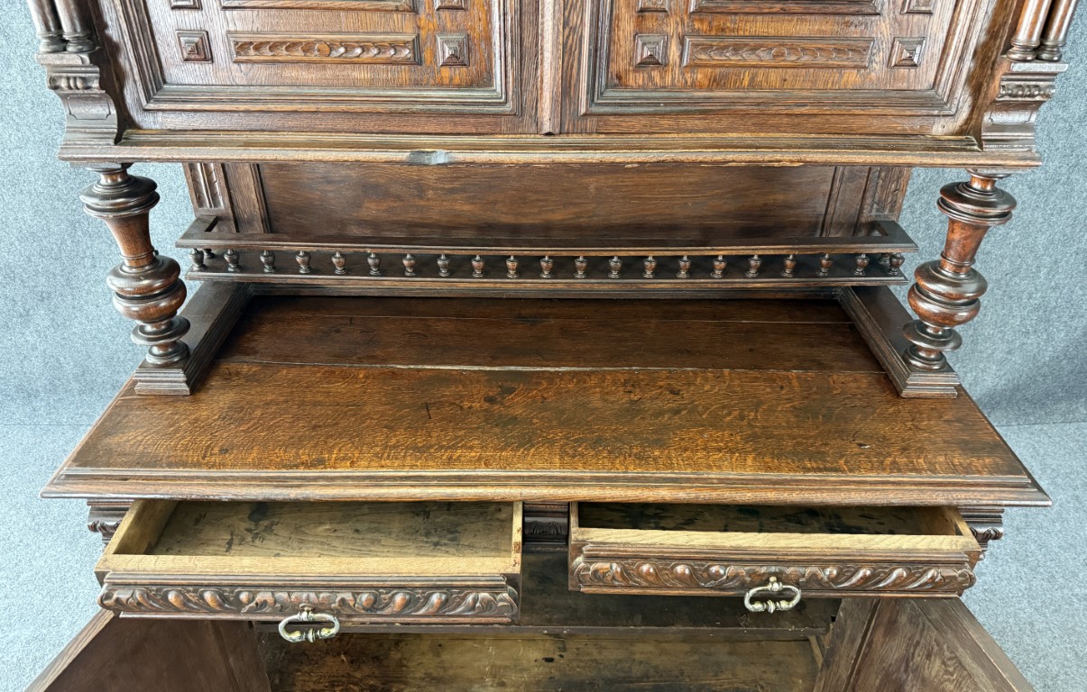 19th Century Belgian Oak Court Cupboard 19th Century Belgian Oak Court Cupboard