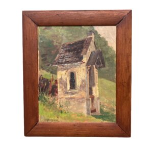 Original Signed Ludwig Ziegelmeir (1897-1989) Oil Painting of Roadside Chapel