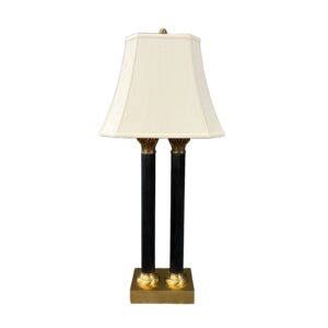 Tall Dual Corinthian Column Table Lamp with Brass Base