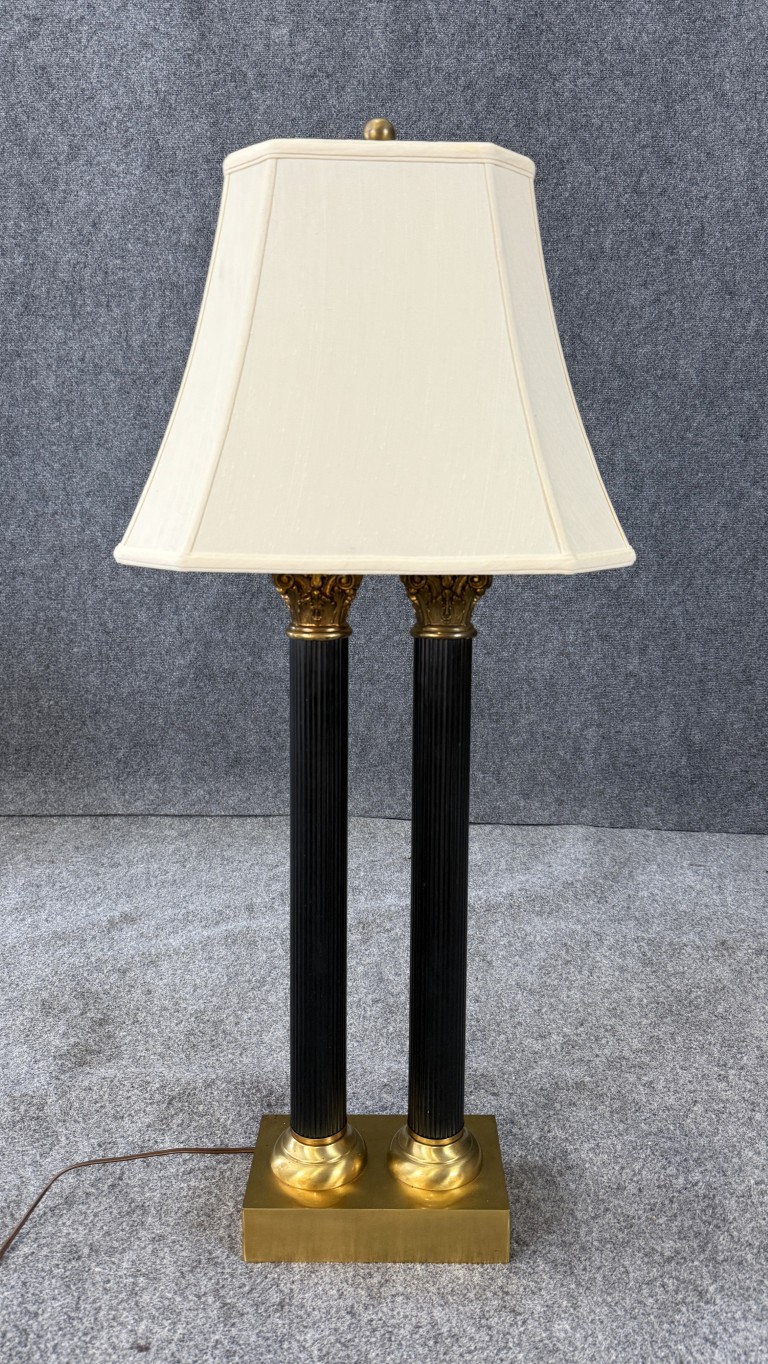 Tall Dual Corinthian Column Table Lamp with Brass Base Tall Dual Corinthian Column Table Lamp with Brass Base