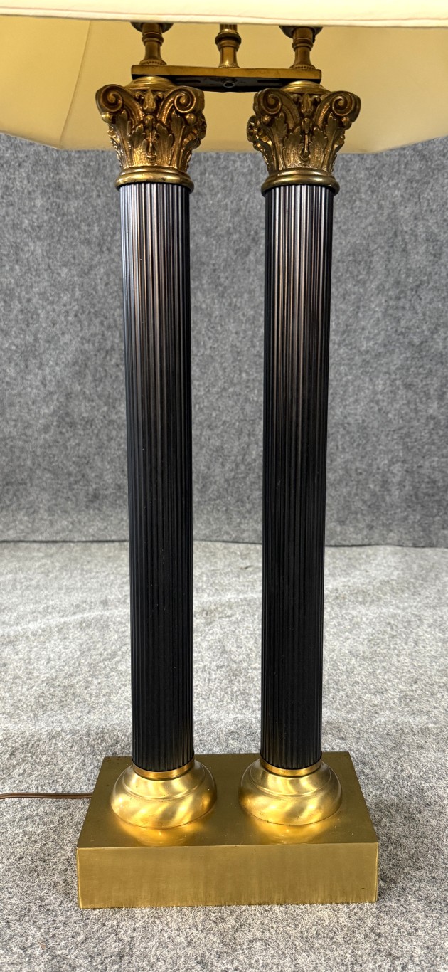 Tall Dual Corinthian Column Table Lamp with Brass Base Tall Dual Corinthian Column Table Lamp with Brass Base