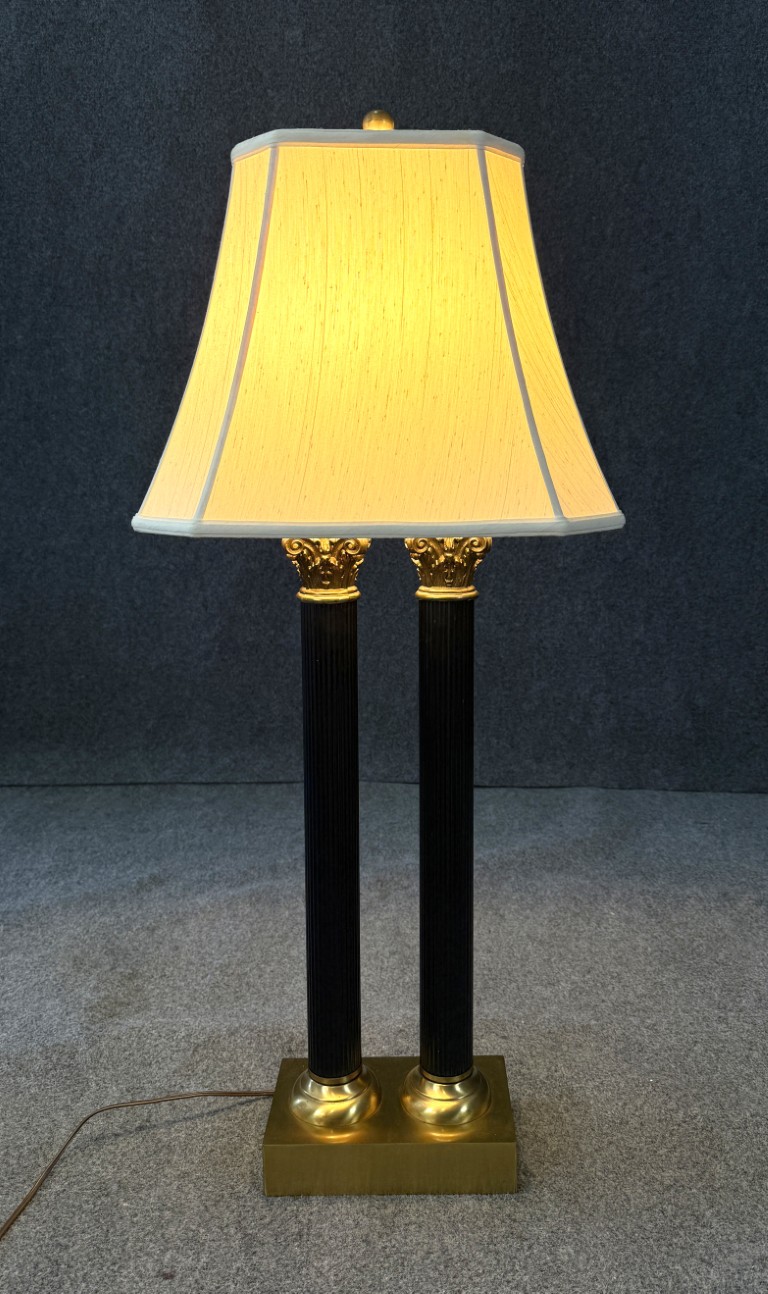 Tall Dual Corinthian Column Table Lamp with Brass Base Tall Dual Corinthian Column Table Lamp with Brass Base