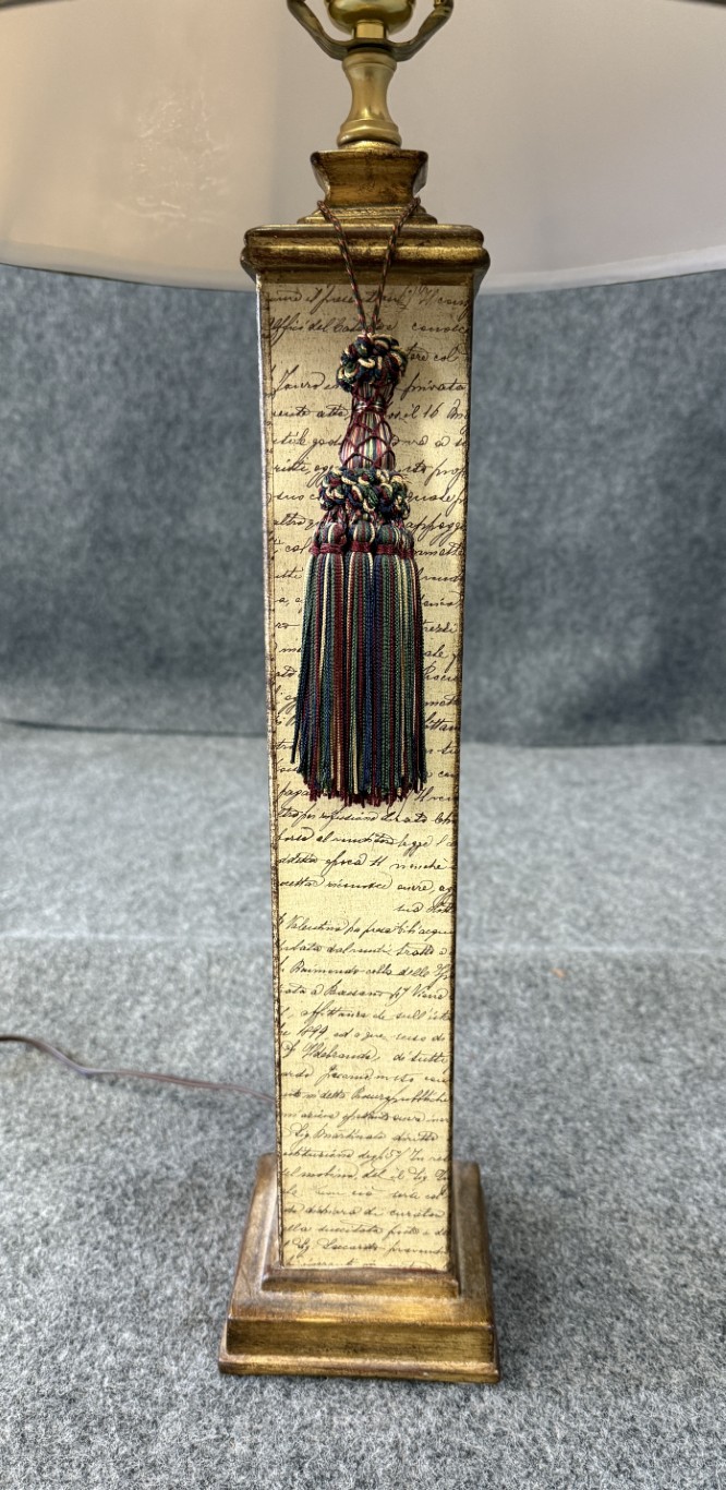 Tall Script-Decorated Column Table Lamp Tall Script-Decorated Column Table Lamp