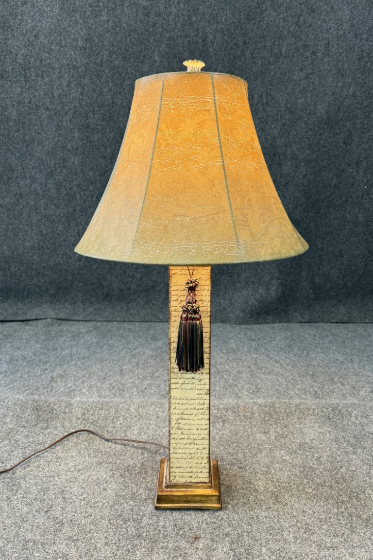 Tall Script-Decorated Column Table Lamp Tall Script-Decorated Column Table Lamp