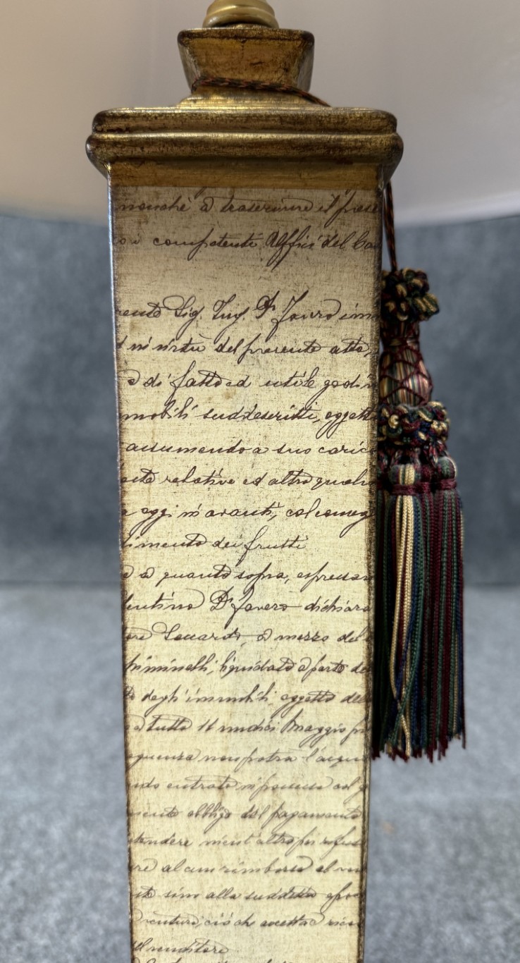 Tall Script-Decorated Column Table Lamp Tall Script-Decorated Column Table Lamp