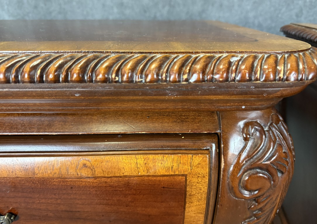 Pair of Cognac Finish Banded Cherry Nightstands Pair of Cognac Finish Banded Cherry Nightstands