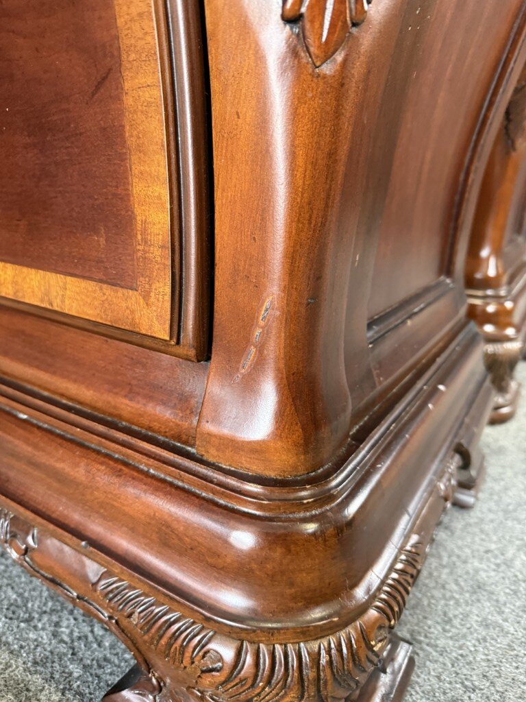Pair of Cognac Finish Banded Cherry Nightstands Pair of Cognac Finish Banded Cherry Nightstands