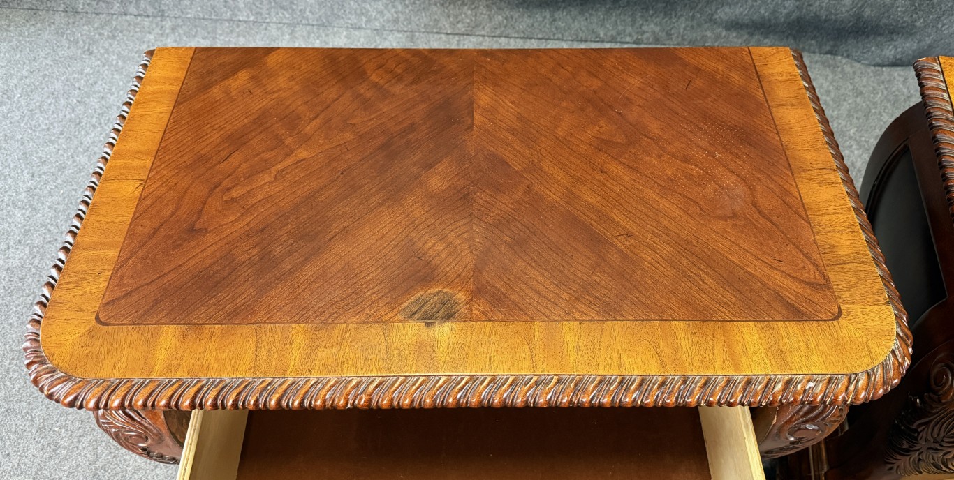 Pair of Cognac Finish Banded Cherry Nightstands Pair of Cognac Finish Banded Cherry Nightstands