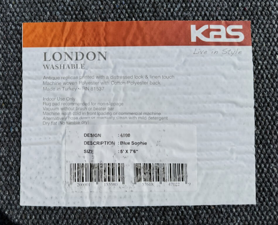 NEW 5x7 KAS Washable London 4800 Blue Sophie Rug NEW 5x7 KAS Washable London 4800 Blue Sophie Rug