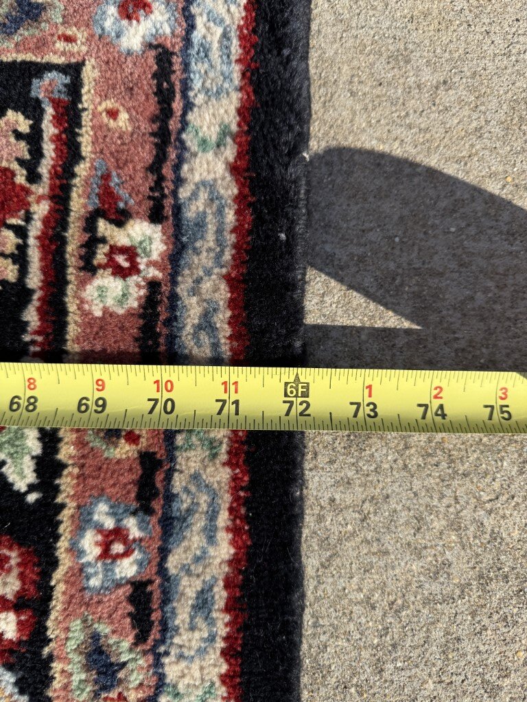 6x6 "Square" Hand-Knotted Red & Black Heriz Style Rug 6x6 "Square" Hand-Knotted Red & Black Heriz Style Rug