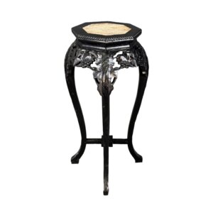 Vintage Asian Marble Top Pedestal / Plant Stand