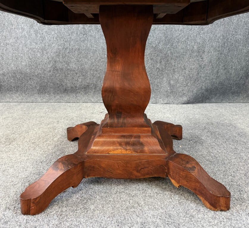 19th Century Flamed Mahogany Marble Top Center Table 19th Century Flamed Mahogany Marble Top Center Table