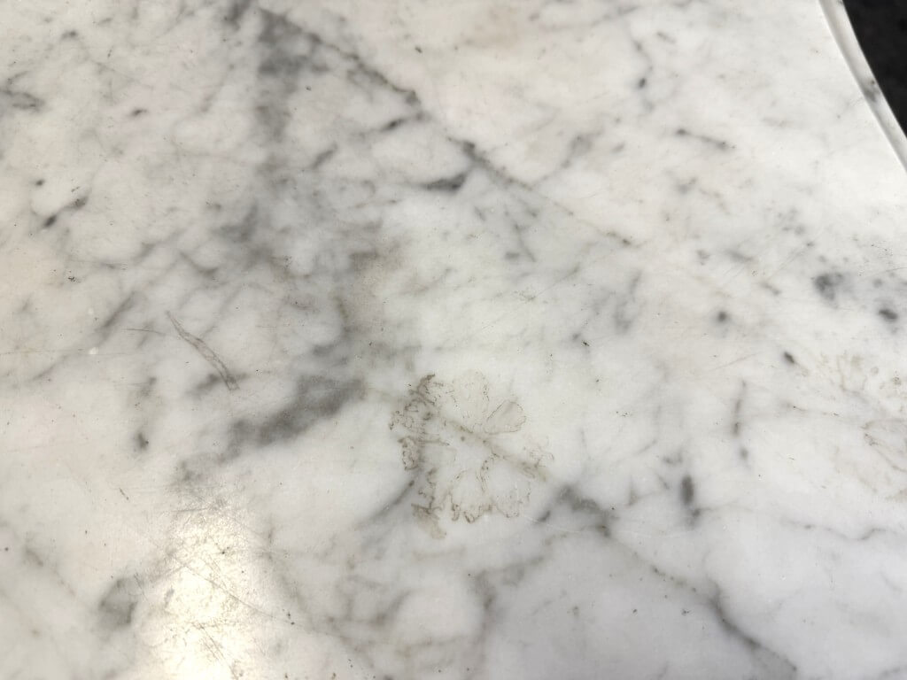 19th Century Flamed Mahogany Marble Top Center Table 19th Century Flamed Mahogany Marble Top Center Table