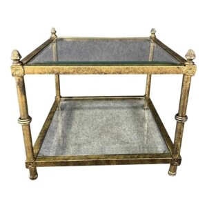 Petite Metal and Glass Side Table with Paw Feet