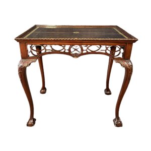 Vintage Chippendale Style Tooled Leather-Top Accent Table