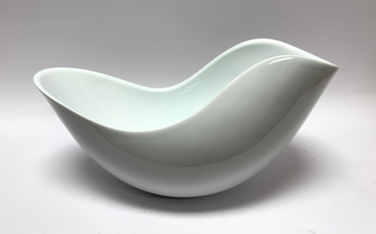 Japanese Porcelain Organic-Form Bowl New in Wooden Box Japanese Porcelain Organic-Form Bowl New in Wooden Box