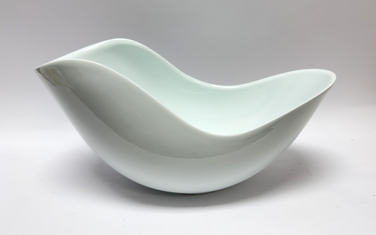 Japanese Porcelain Organic-Form Bowl New in Wooden Box Japanese Porcelain Organic-Form Bowl New in Wooden Box