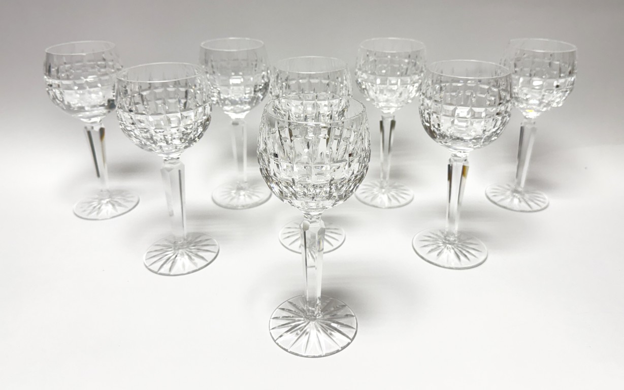 Set of 8 Waterford Cut Crystal Glenmore Hock Wine Glasses Set of 8 Waterford Cut Crystal Glenmore Hock Wine Glasses