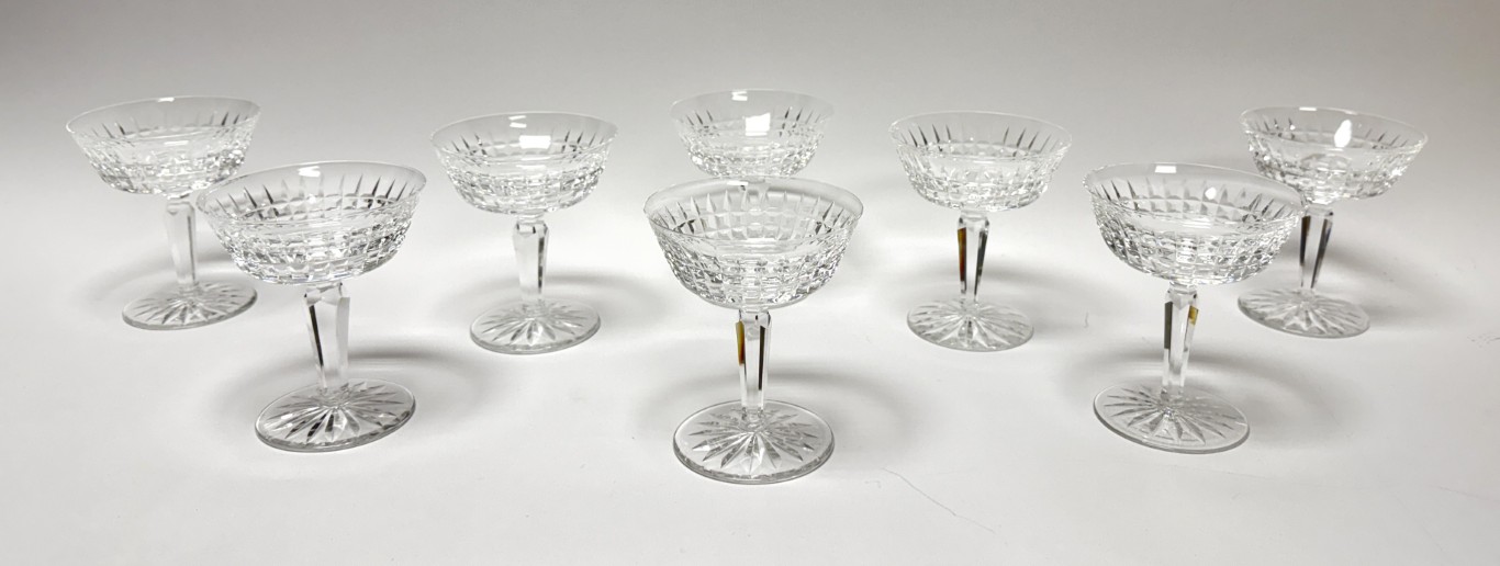 Set of 8 Waterford Cut Crystal Glenmore Champagne Coupes Set of 8 Waterford Cut Crystal Glenmore Champagne Coupes